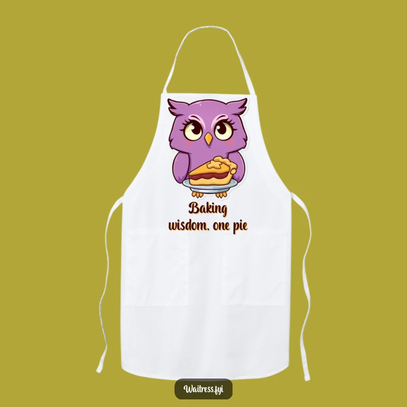 Funny Owl Serving Pie Apron, Bake with Whimsy and Kitchen Humor
