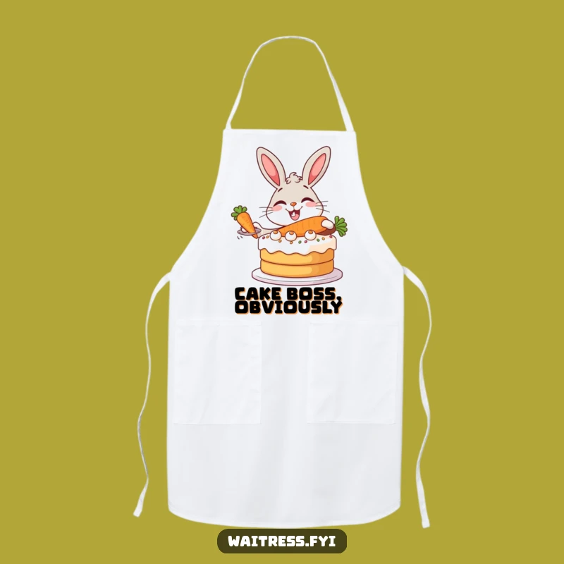 Funny Bunny Baker Apron - Rabbit Serving Cake, Kitchen Fun Funny Gift!