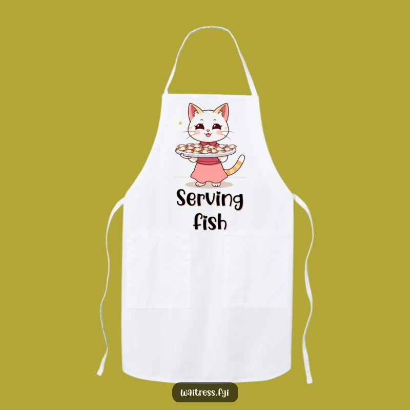 Funny Cat Waitress Apron: Fish Tray Kitchen Fun - Hilarious Service Apron, Great Gift