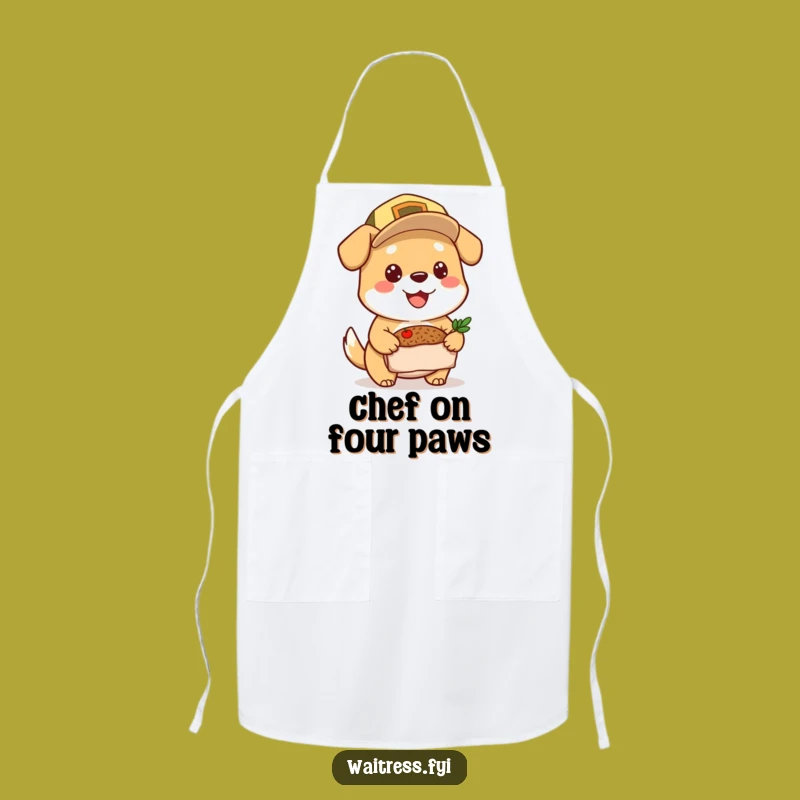 Funny Dog Delivery Apron: Cheerful Cap Chef Dog, Kitchen Humor, Perfect Funny Gift