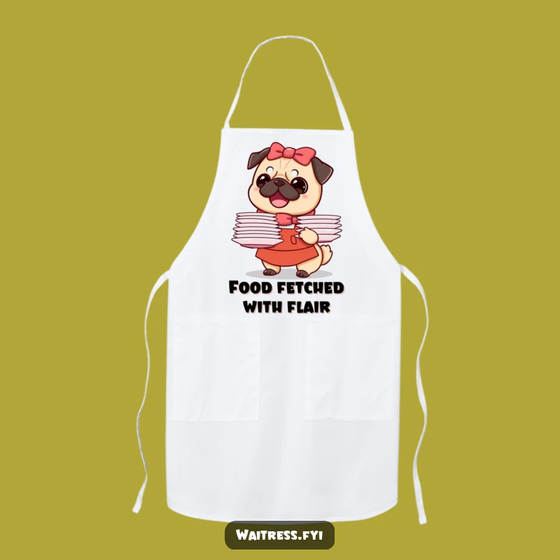 Funny Pug Waitress Apron: Kitchen Fun with a Smiling Dog, Perfect Chef Gift
