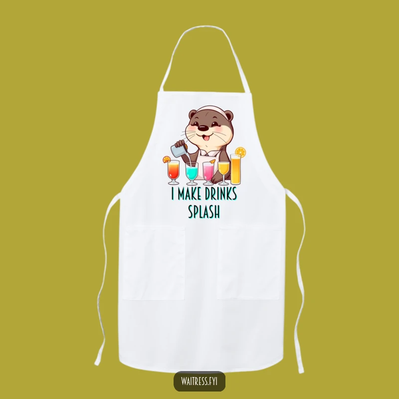 Funny Otter Waitress Apron: Cheerful Bartender Pup, Hilarious Kitchen Gift