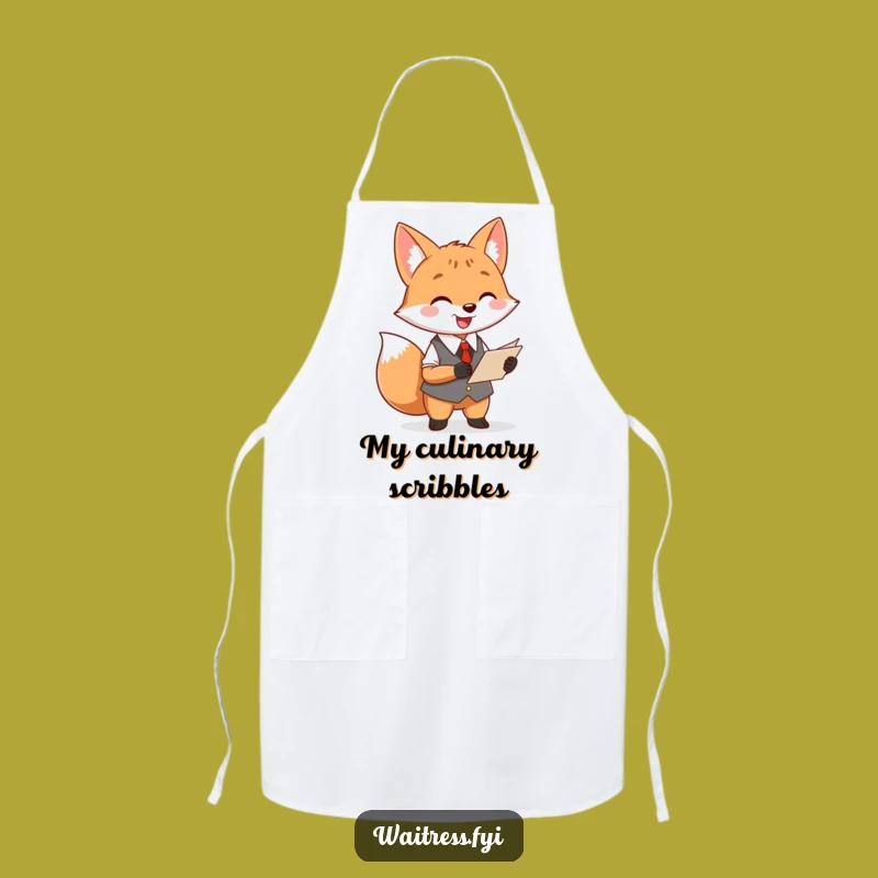 Funny Fox Waiter Apron: Kitchen Wear for Foodies, Humorous Restaurant Gift