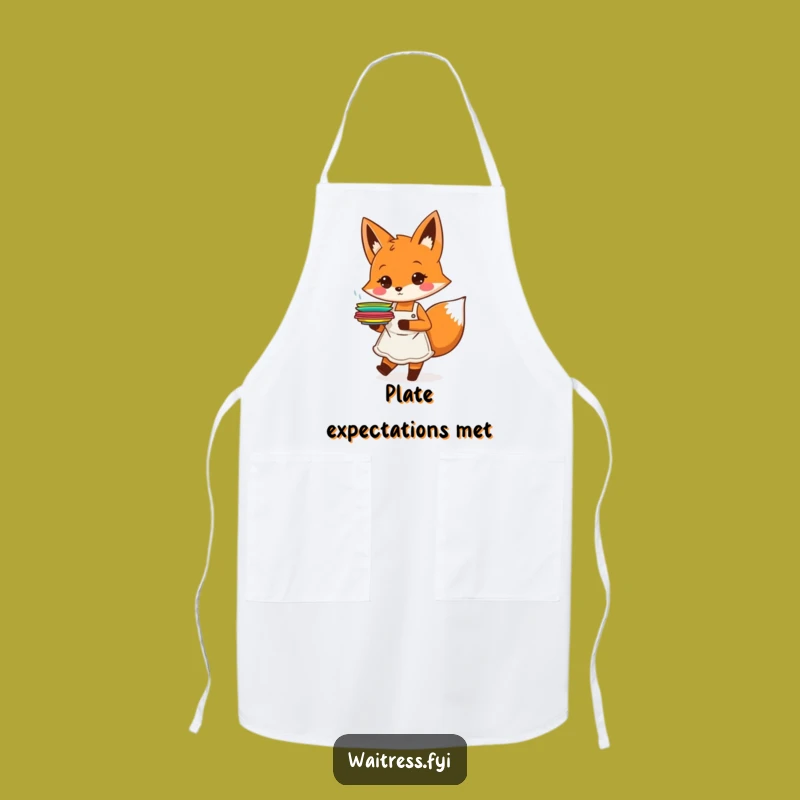Funny Orange Fox Server Apron: Serve Up Style With Energetic Kitchen Flair