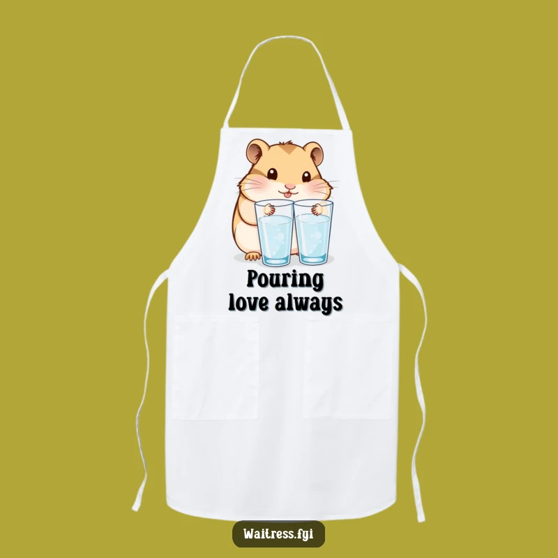 Funny Kawaii Hamster Hydration Apron: Serve with Care Funny Gift
