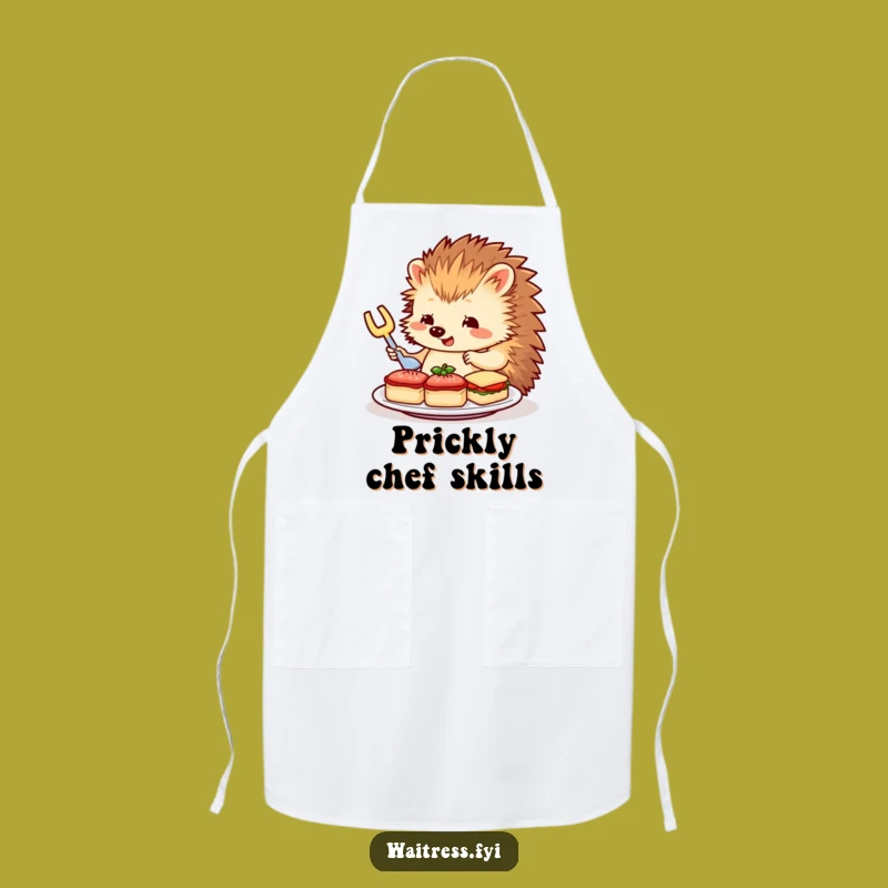 Funny Hedgehog Server Apron: Chef Hedgehog Arranges Sandwiches, Kitchen Funny Gift