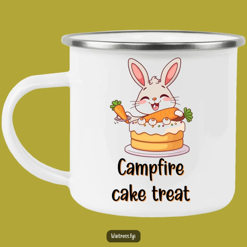 Funny Bunny Baker Camping Mug - Rabbit Serving Cake, Adventurous Funny Gift!