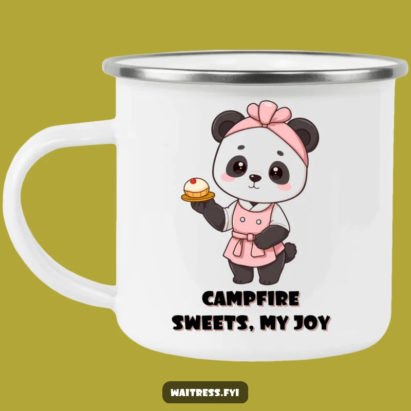 Funny Panda Waitress Camping Mug: Elegant Outdoor Sips, Humorous Gift
