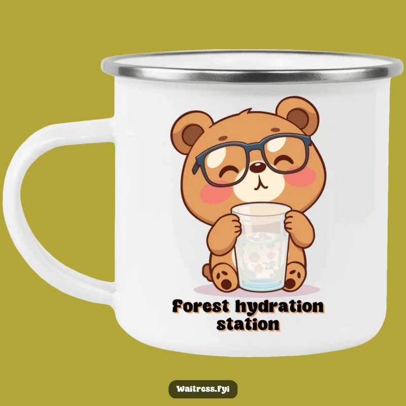 Funny Bear with Glasses Camping Mug, Hydration Humor for Your Outdoor Adventures