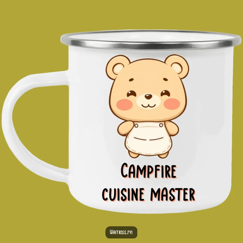 Funny Bear Apron Camping Mug: Enjoy Your Brews with Humorous Warmth
