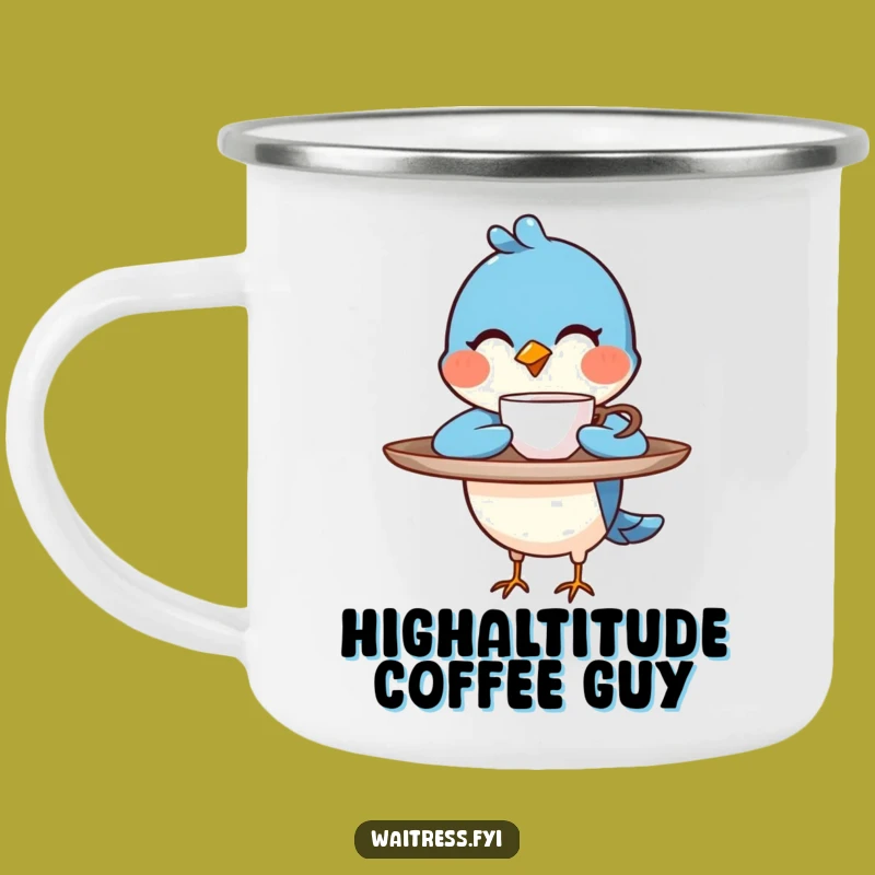Funny Blue Bird Barista Camping Mug: Enjoy Coffee With Witty, Outdoor Charm