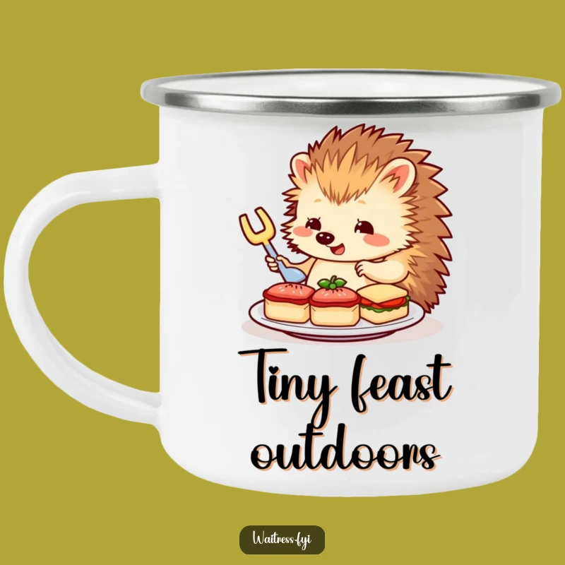 Funny Hedgehog Camping Mug: Hedgehog Arranges Sandwiches, Adventure Funny Gift