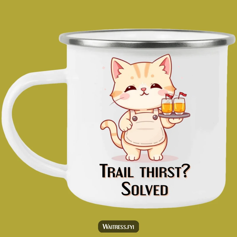 Funny Kawaii Cat Camping Mug: Outdoor Drinks with Adorable Service