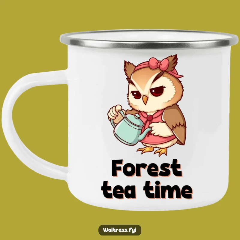 Funny Owl Waitress Camping Mug: Durable Tea Cup, Perfect Funny Gift