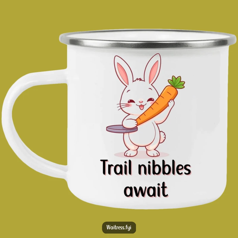 Funny Rabbit Server Camping Mug: Bunny Carrot Enamel Mug, Humorous Outdoor Gift