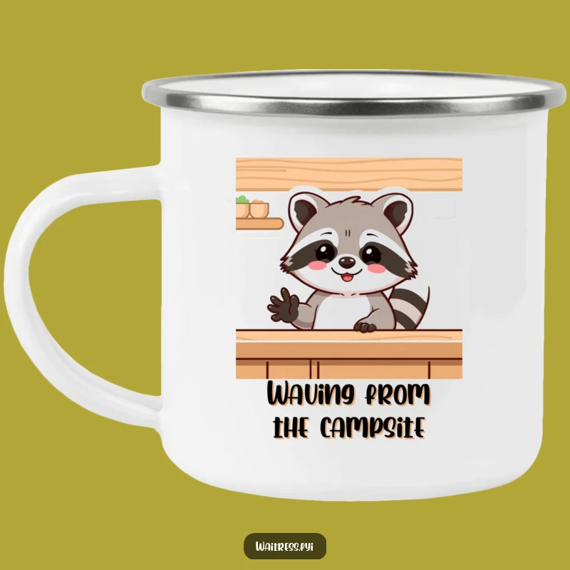 Funny Raccoon Camping Mug - Friendly Campfire Waves - The Ultimate Outdoorsy Funny Gift!