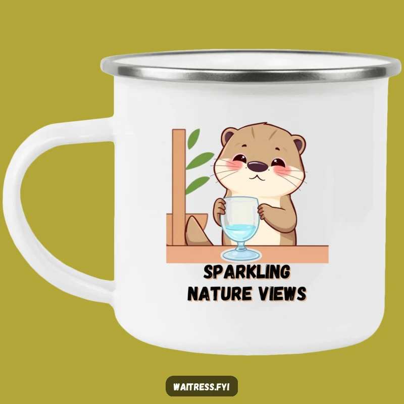 Funny Otter Camping Mug: Otter Server Polishing Invisible Glass, Adventure Funny Gift