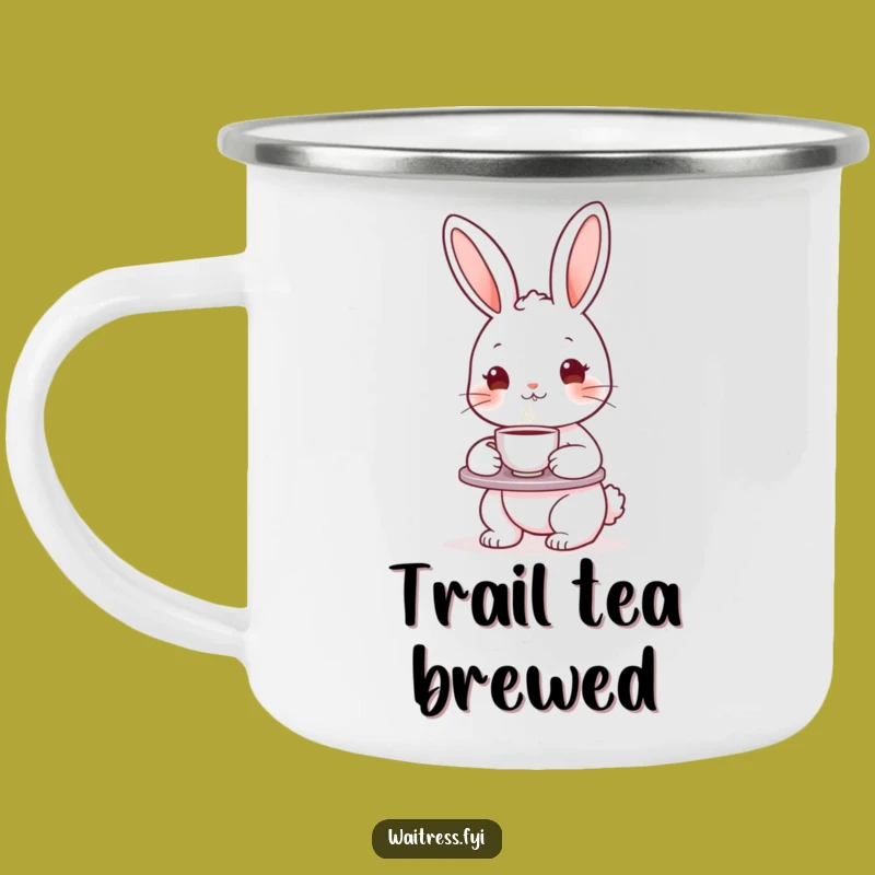 Funny Bunny Enamel Camping Mug - Cute Character Drinkware, Outdoor Gift