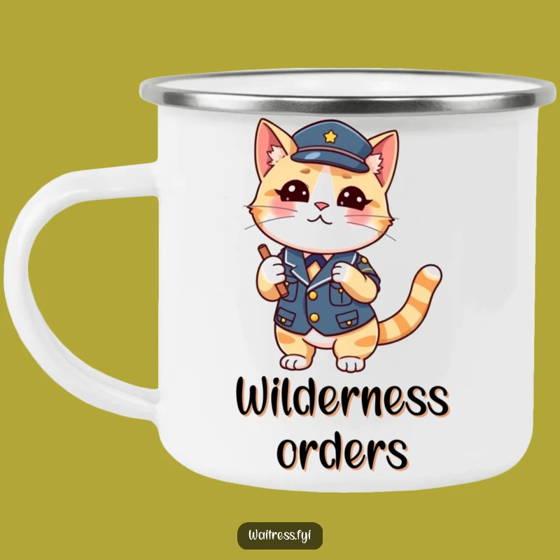 Funny Cat Waiter Camping Mug: Durable Feline Cup, Perfect Funny Gift for Campers