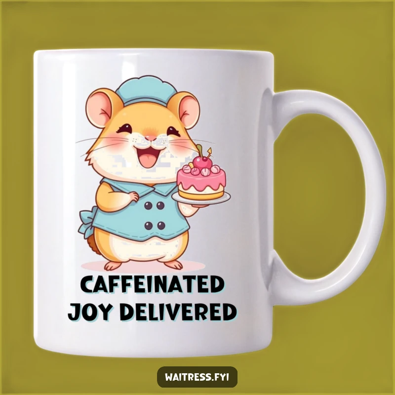 Funny Hamster Waitress Mug: Perky Hamster Presents Cake, Perfect Funny Gift