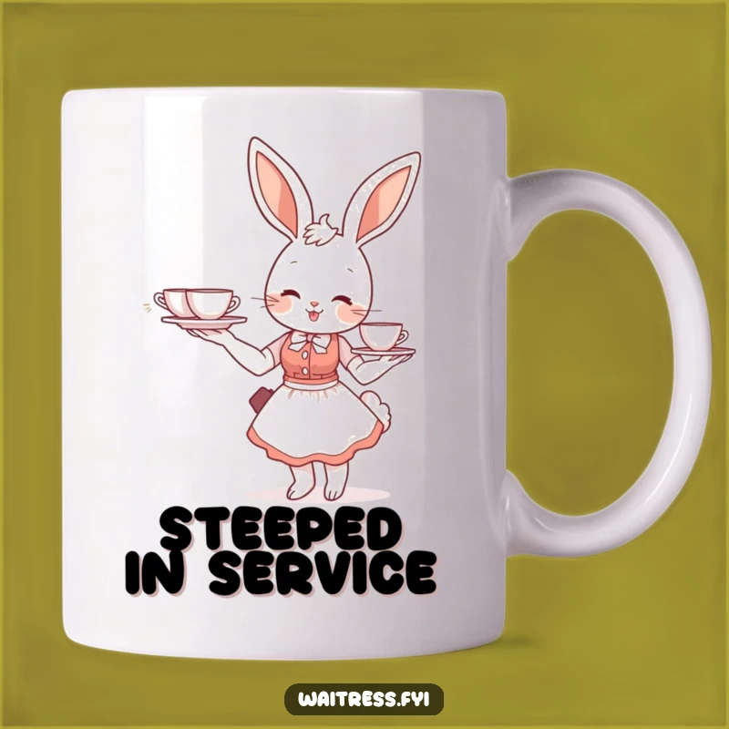 Funny Bunny Waitress Mug: Tea Lover Gift, Whimsical Cafe Character Humor