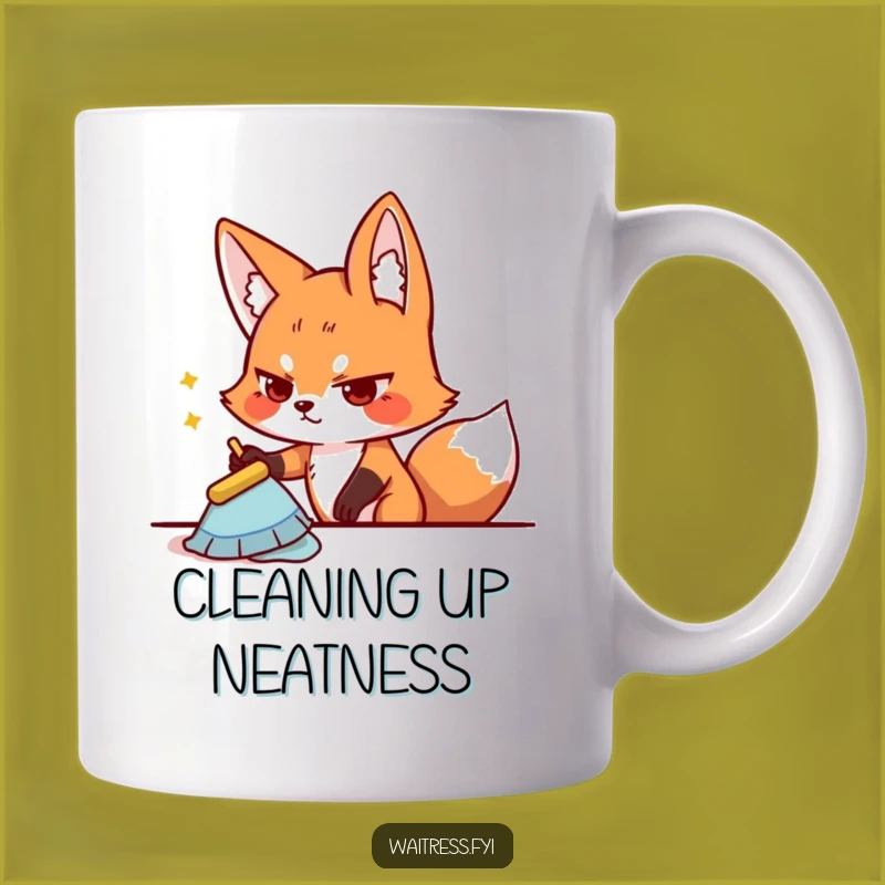 Funny Fox Cleaning Mug - Determined Character, Hilarious Housework Gift
