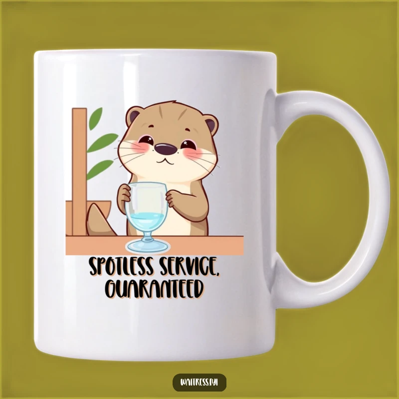 Funny Otter Server Mug: A Contented Otter Polishing Invisible Glass, Perfect Funny Gift