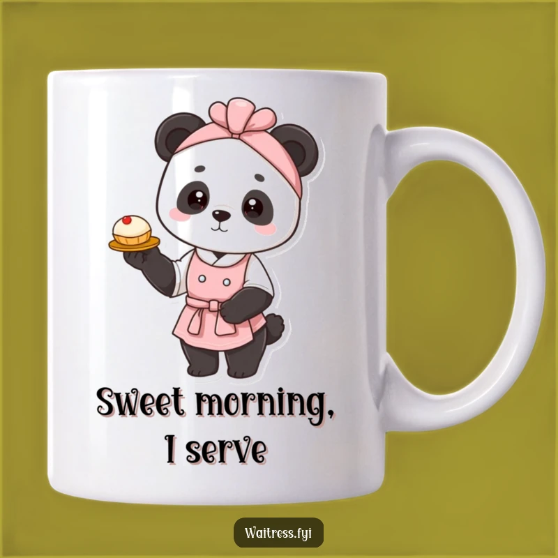 Funny Panda Waitress Mug: Elegant Pastry Server, Perfect Humorous Gift for Foodies