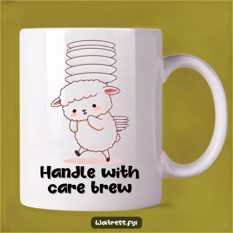 Funny Sheep Plate Struggle Mug: Adorable Mishap, Cute Animal Gift, Hilarious Mug
