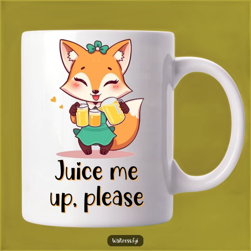 Funny Fox Waitress Mug Gift: Winking Fox Pouring Juice, Perfect for Pranksters