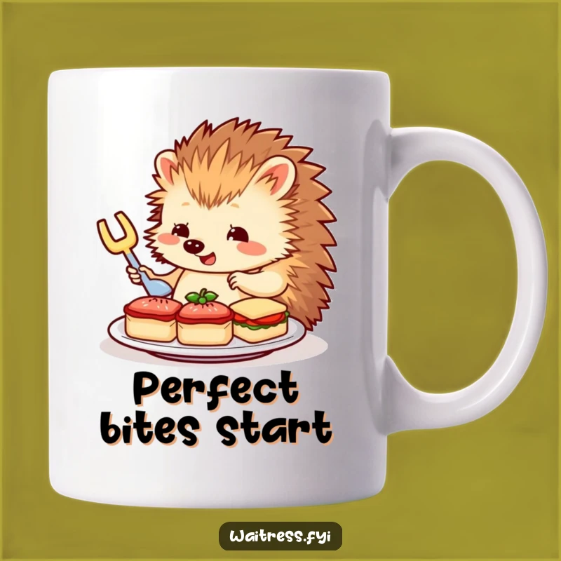 Funny Hedgehog Server Mug: Hedgehog Arranges Sandwiches, Perfect Funny Gift