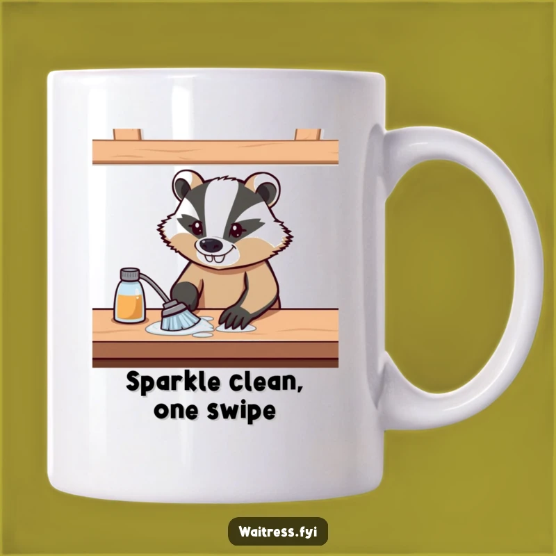 Funny Determined Badger Wiping Table Mug - Hilarious Cleaning Gift for Men & Women