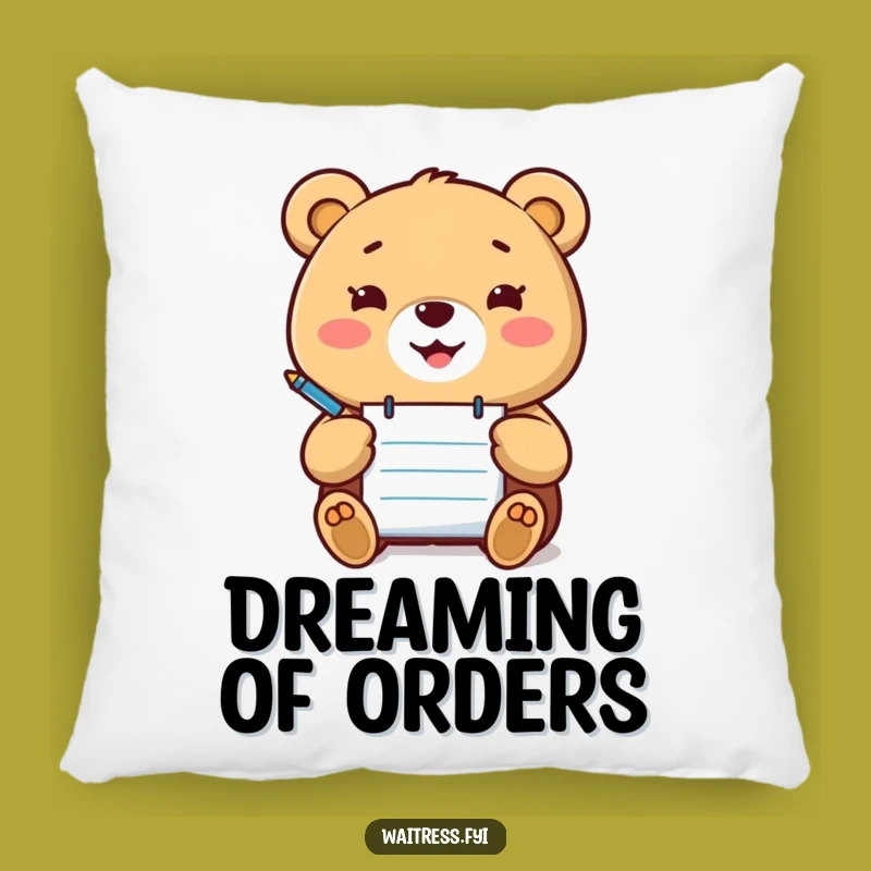 Funny Kawaii Bear Order Taker Pillow: Cozy Comfort with a Happy Bear Accent, Ideal Funny Gift!