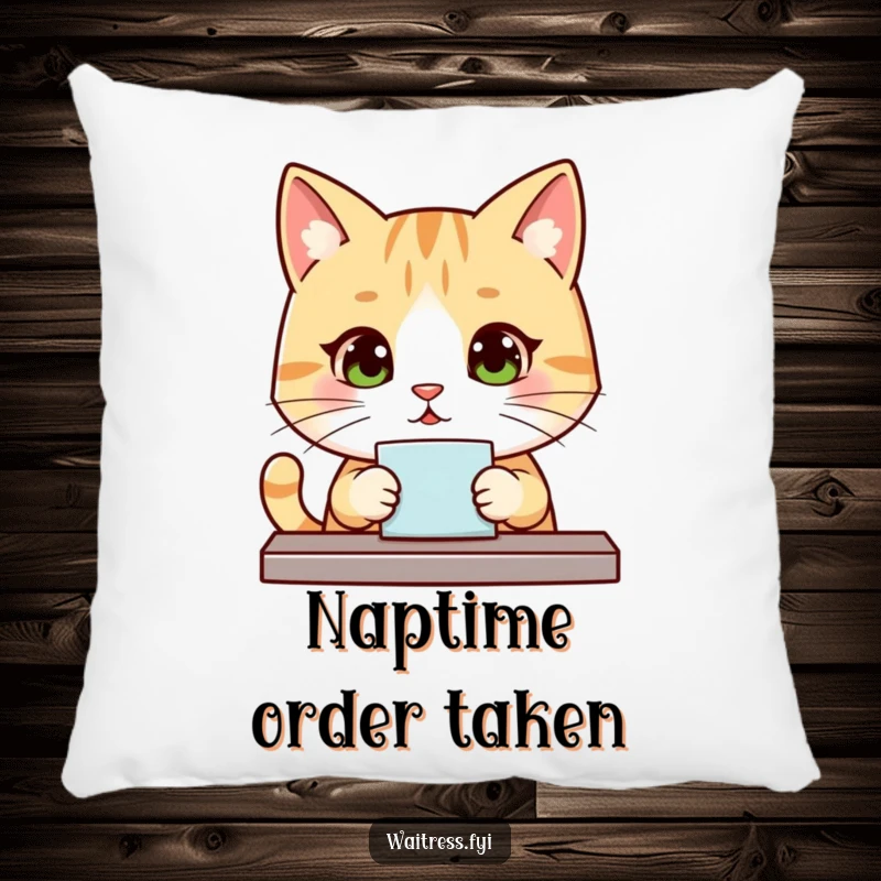 Funny Kawaii Cat Pillow: A plush pillow featuring a cute, attentive cat, perfect for adding cozy charm to any room.