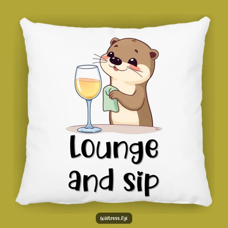 Funny Otter Bartender Pillow: Cozy Animal Decor, Great Funny Gift Idea