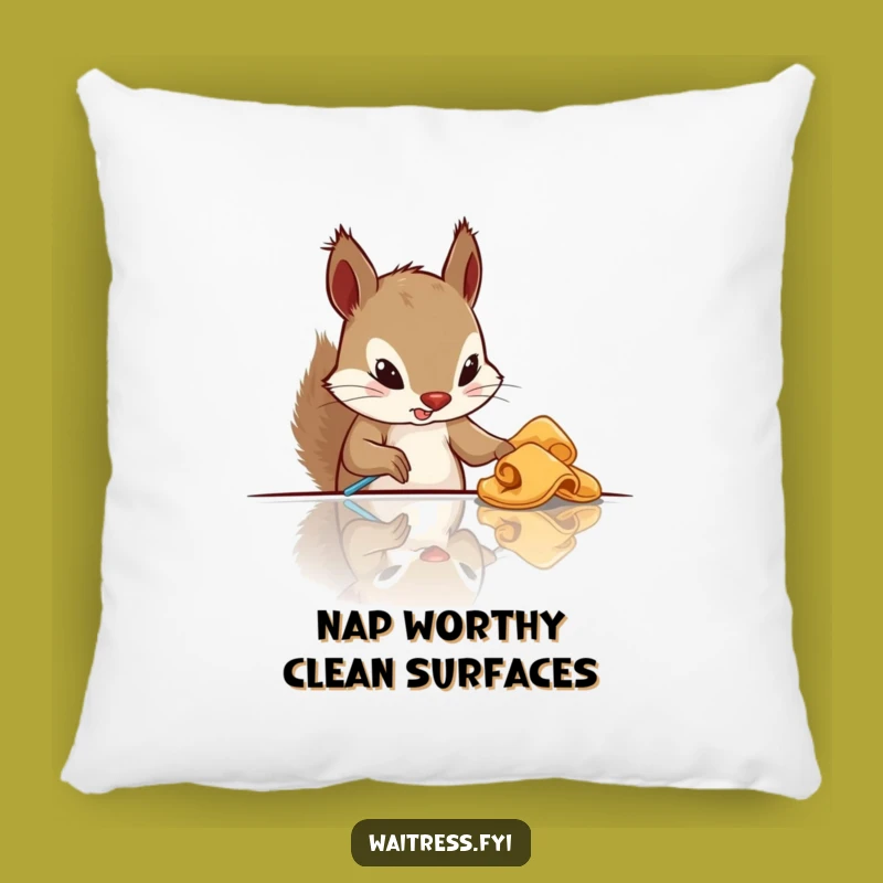 Funny Squirrel Cleaning Pillow: Add Comfort and Humor to Your Couch