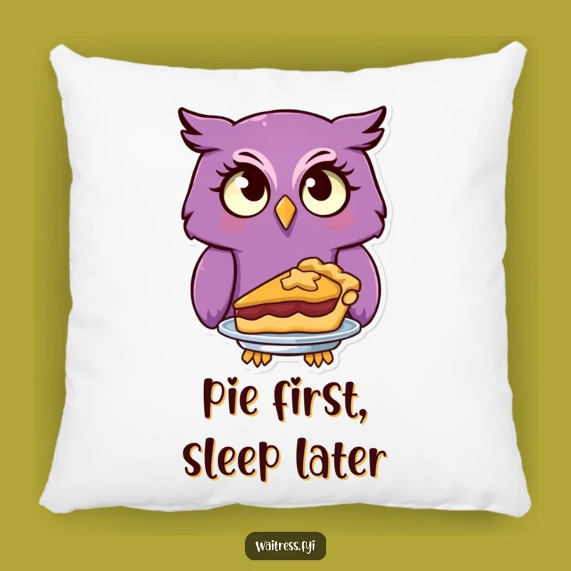 Funny Owl Serving Pie Pillow, Cozy Whimsy for Sweet Dreams and Comfort