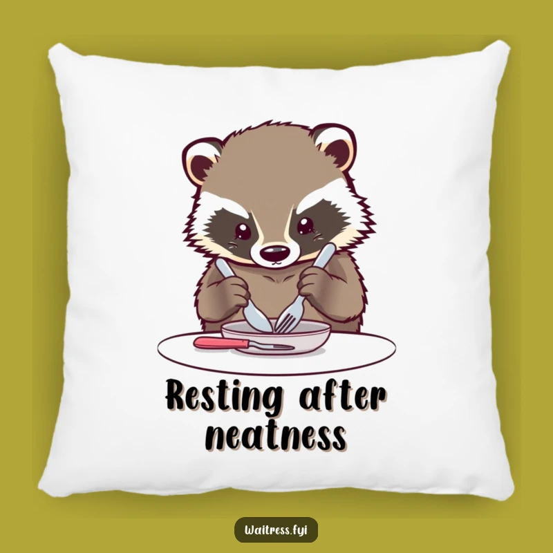 Funny Kawaii Badger Pillow: Snuggle Up with This Orderly Cutlery Companion Gift