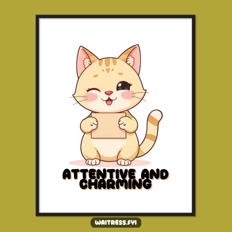 Funny Cat Order Taker Digital Art Print: Bring Feline Charm to Your Walls