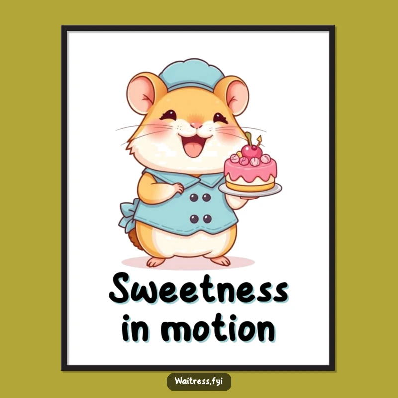 Funny Hamster Digital Art: Hamster Presents Cake, Instant Funny Gift