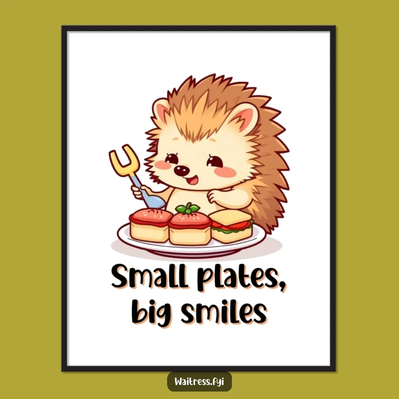 Funny Hedgehog Digital Art: Hedgehog Arranges Sandwiches, Instant Funny Gift