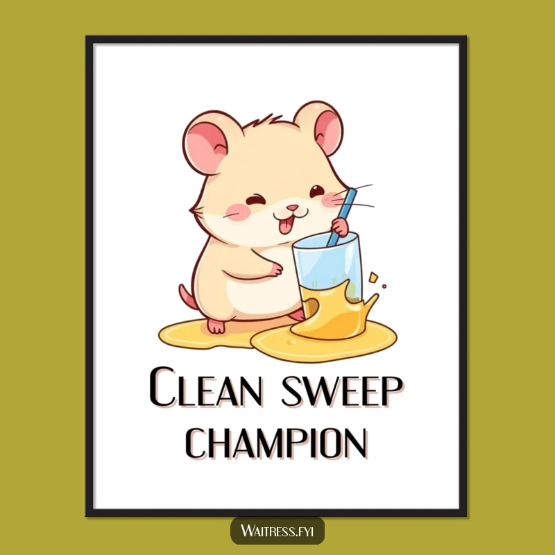 Funny Kawaii Hamster Digital Art: Speedy Spill Cleanup Printable for Humorous Decor