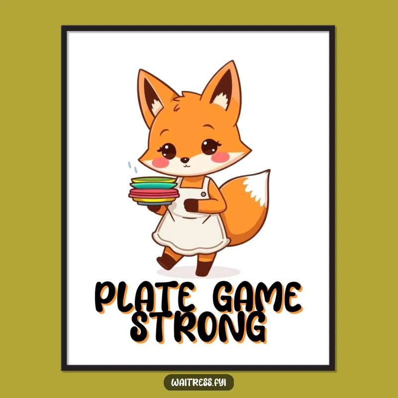 Funny Orange Fox Server Digital Art: Energetic Artwork For Foodie Spaces