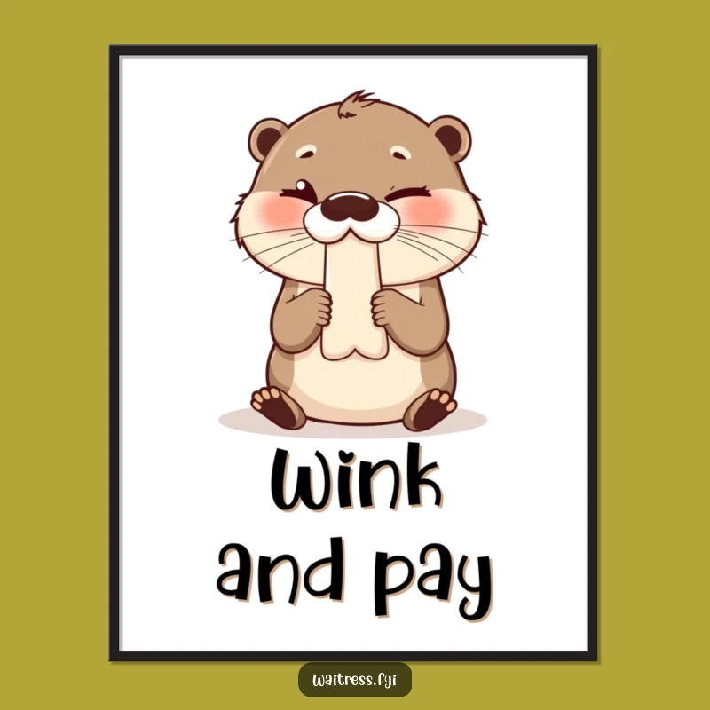 Funny Otter Bill Wink Digital Art - Hilarious Wall Decor Print Gift