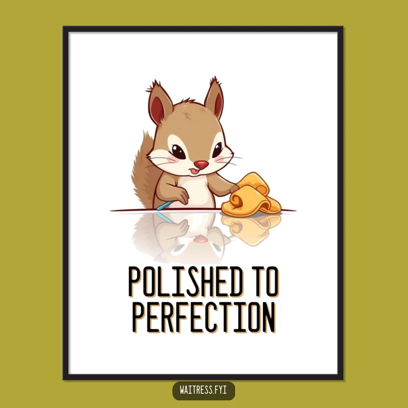 Funny Squirrel Cleaning Digital Art Print: Bring Humorous Tidiness to Your Space