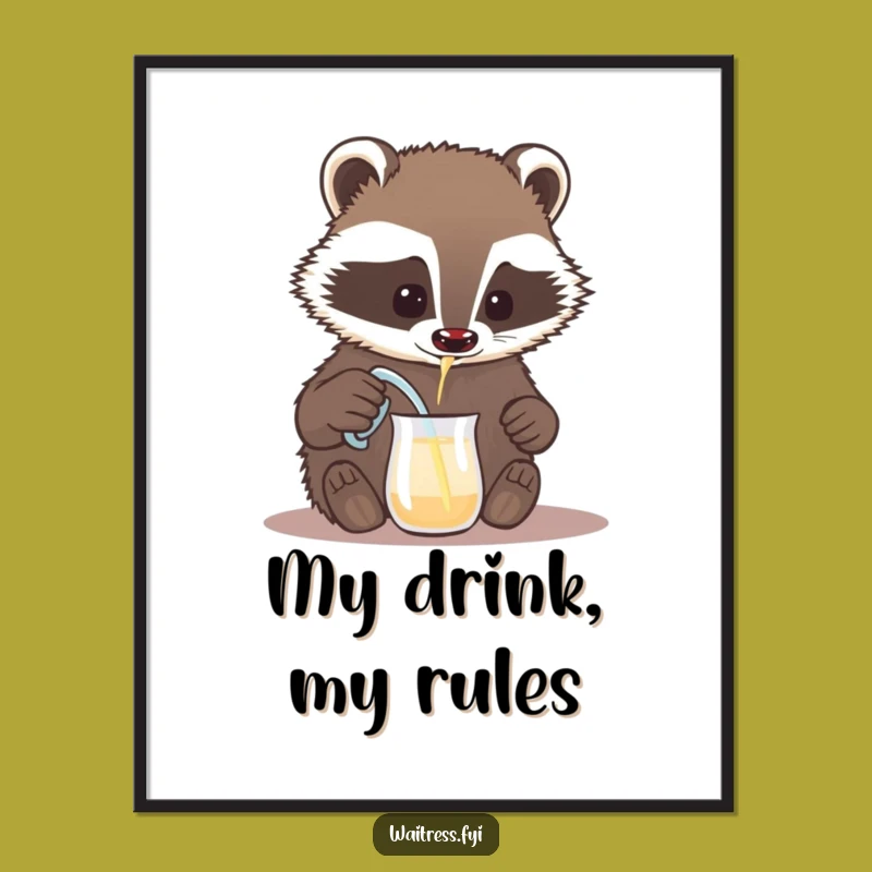 Funny Badger Digital Art - Masterful Pour - Instant Downloadable Hilarious Funny Gift!