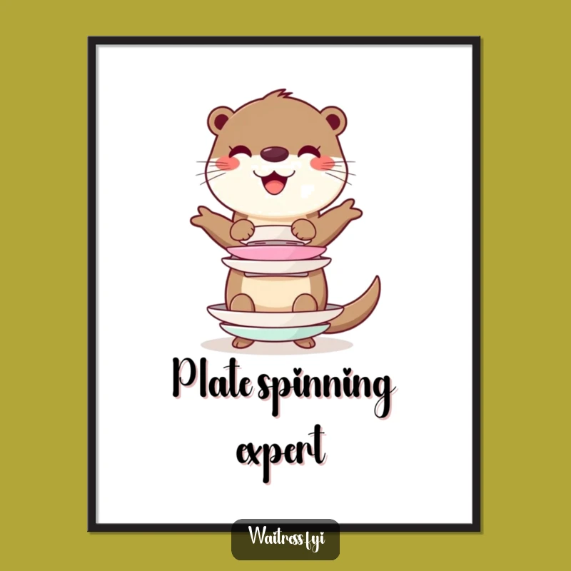 Funny Otter Balancing Digital Art - Cheerful Character Printable, Instant Gift
