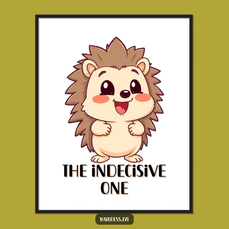 Funny Hedgehog Menu Digital Art - Eager Character Printable, Instant Gift