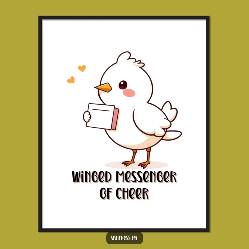Funny Kawaii Bird Digital Art: Cheerful Messenger Printable for Joyful Decor
