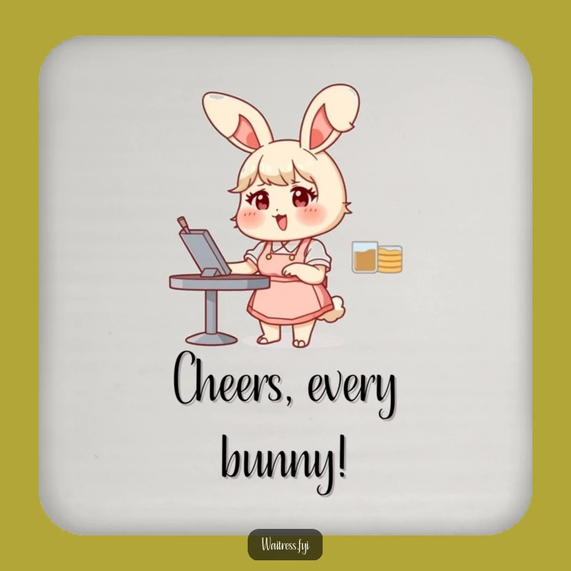 Cute Funny Bunny Coasters: Orders Served with Waitress Glee Humor